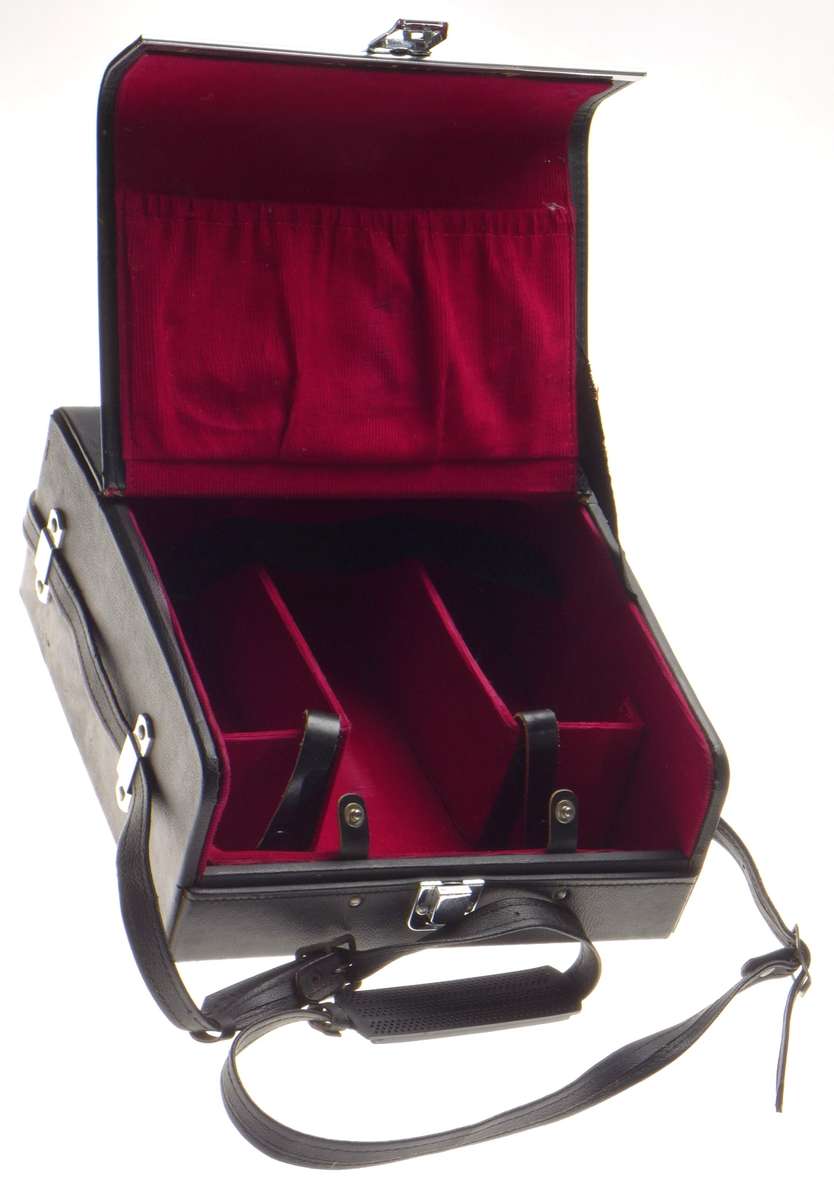 Black Camera flight case carry on shoulder bag retro vintage red velvet - Camera bag