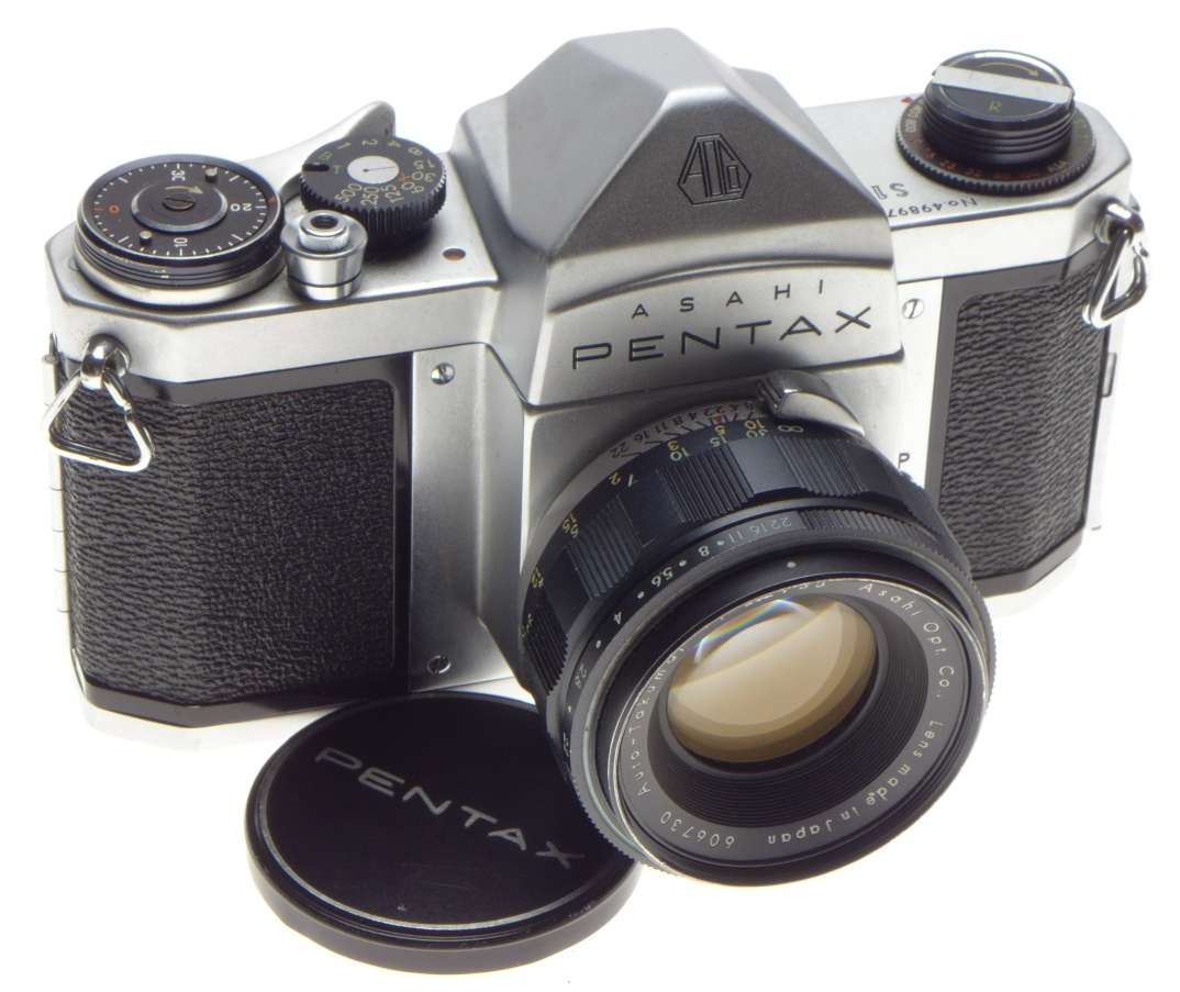 ASAHI PENTAX S1 SLR vintage 35mm chrome film camera Auto-Takumar 1:2.2/55mm lens f=55mm - Pentax