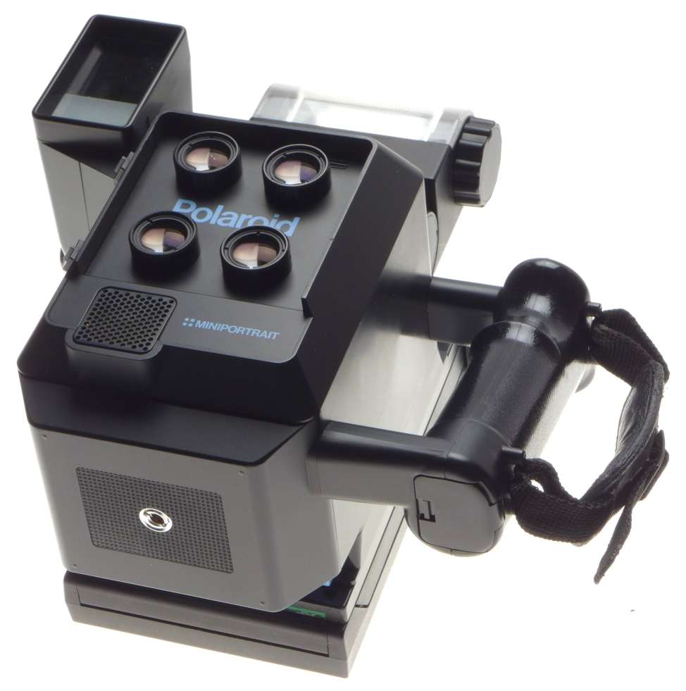 POLAROID MINIPORTRAIT instant camera shoots 4 shots at once with Pol back, flash, grip, finder - Pol