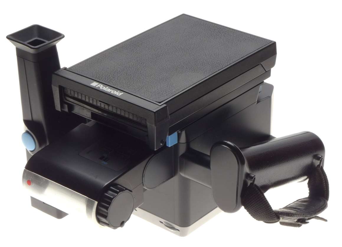POLAROID MINIPORTRAIT instant camera shoots 4 shots at once with Pol back, flash, grip, finder - Pol