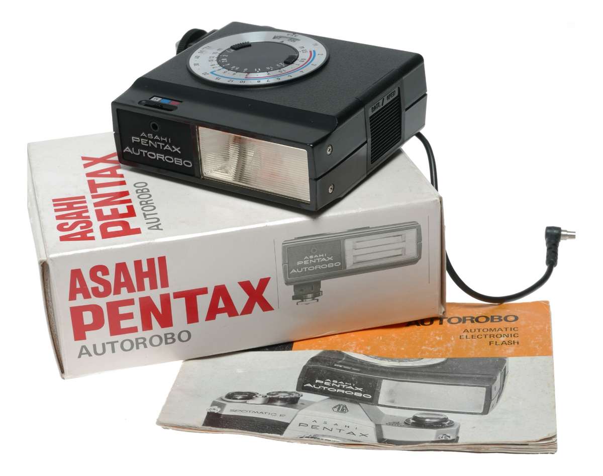 Asahi Pentax Autorobo Automatic Electronic Camera Flash Unit in Box Manual