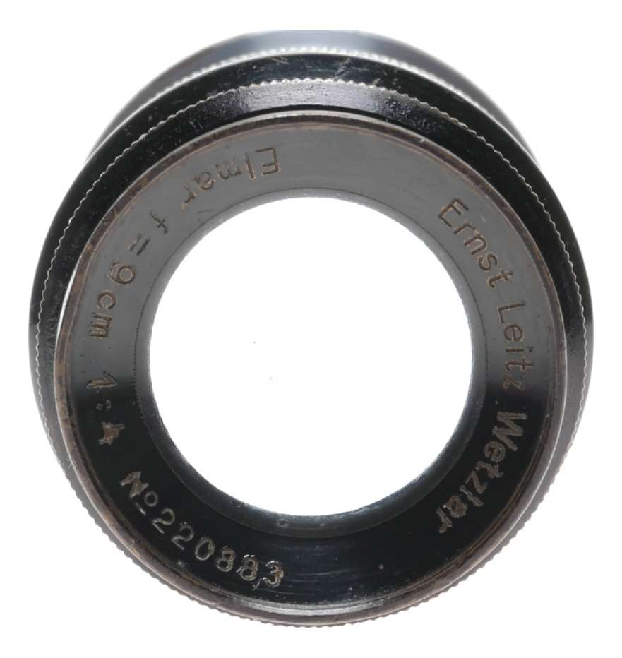 Elmar f=9cm 1:4 black Leitz Wetzlar black silver M39 screw mount lens