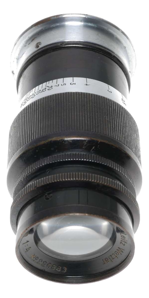Elmar f=9cm 1:4 black Leitz Wetzlar black silver M39 screw mount lens