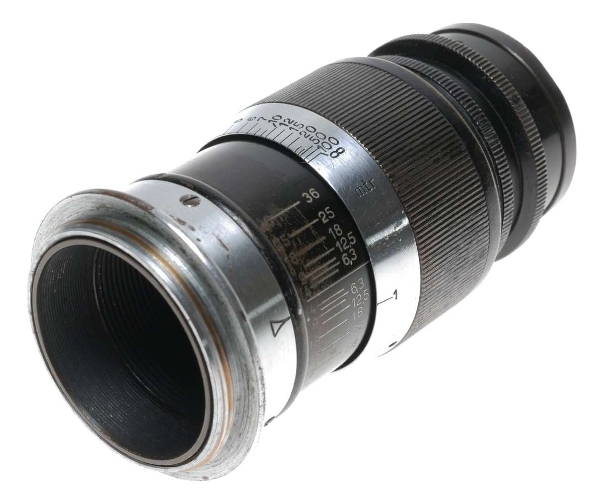 Elmar f=9cm 1:4 black Leitz Wetzlar black silver M39 screw mount lens