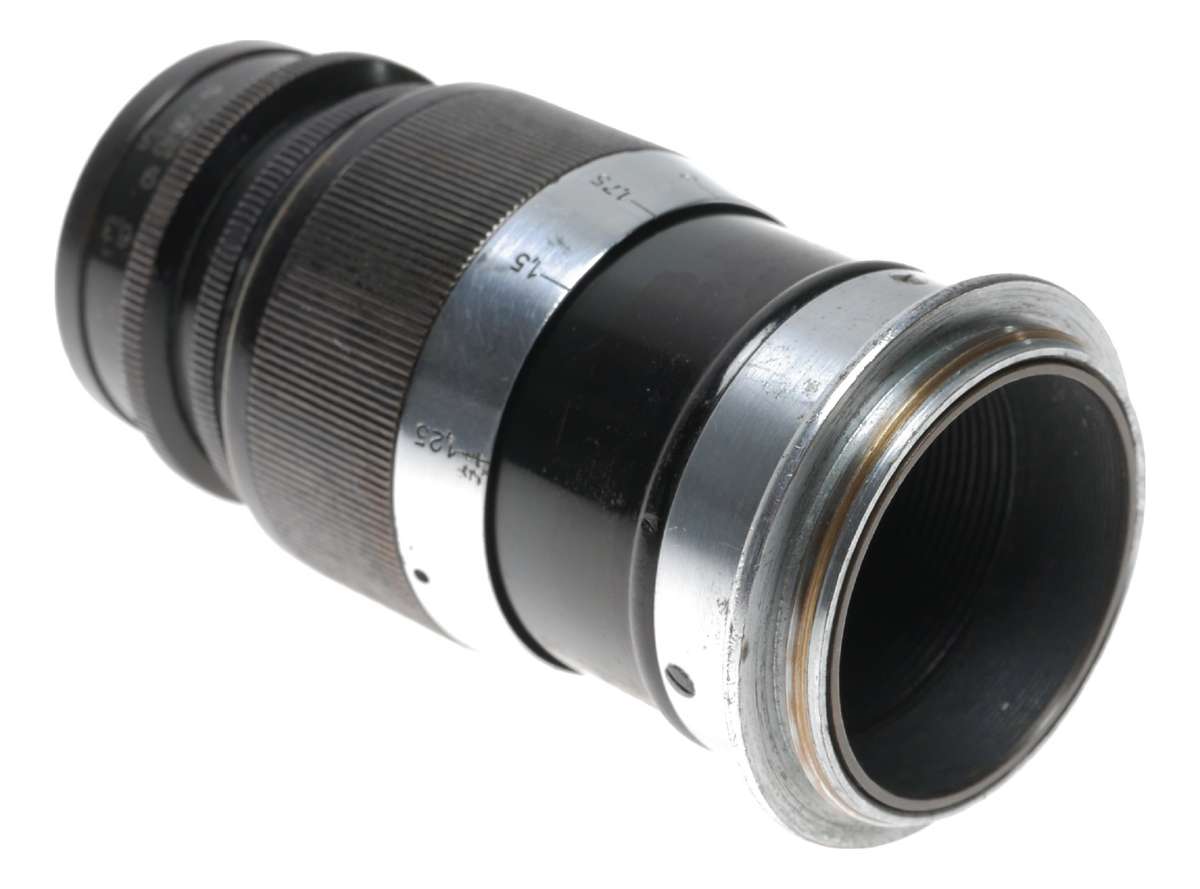 Elmar f=9cm 1:4 black Leitz Wetzlar black silver M39 screw mount lens