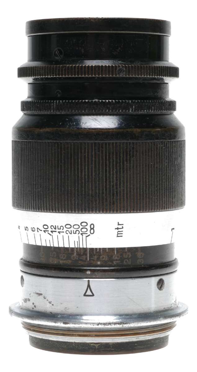 Elmar f=9cm 1:4 black Leitz Wetzlar black silver M39 screw mount lens