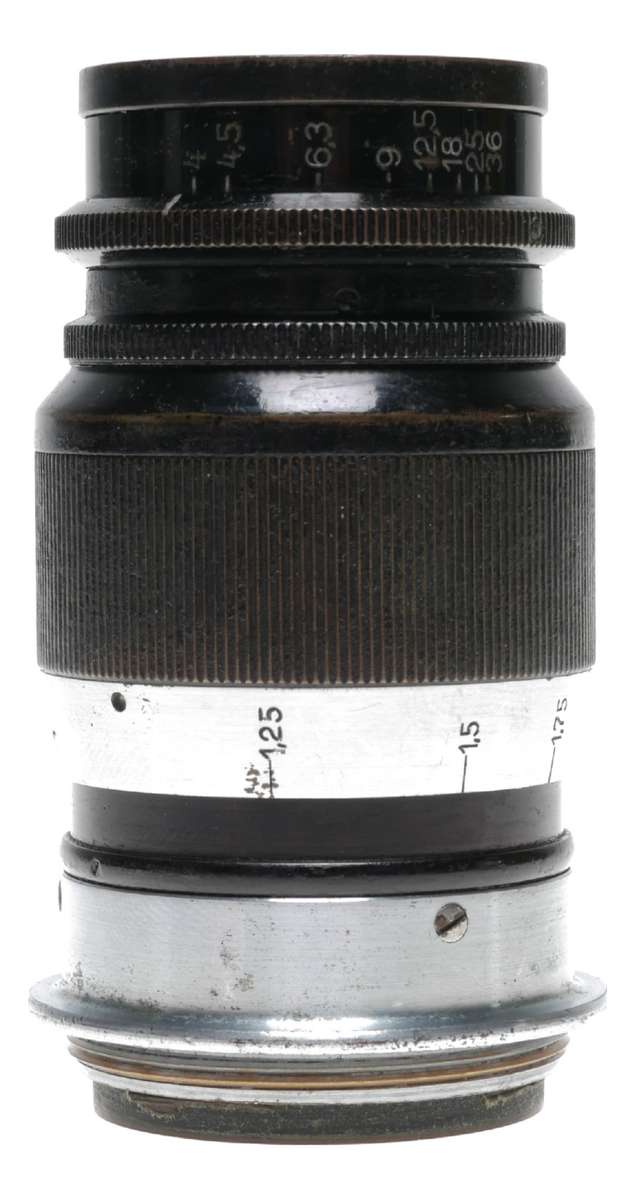 Elmar f=9cm 1:4 black Leitz Wetzlar black silver M39 screw mount lens