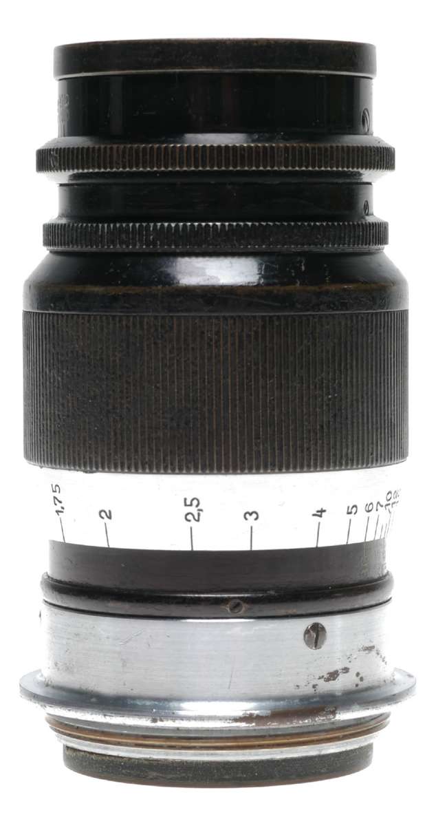 Elmar f=9cm 1:4 black Leitz Wetzlar black silver M39 screw mount lens