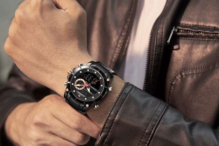 Naviforce 9163 Chronograph Digital/Analog Watch - Black