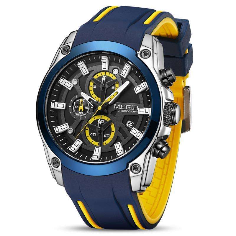Megir 2144 Mens Sports Watch - Silver/Blue