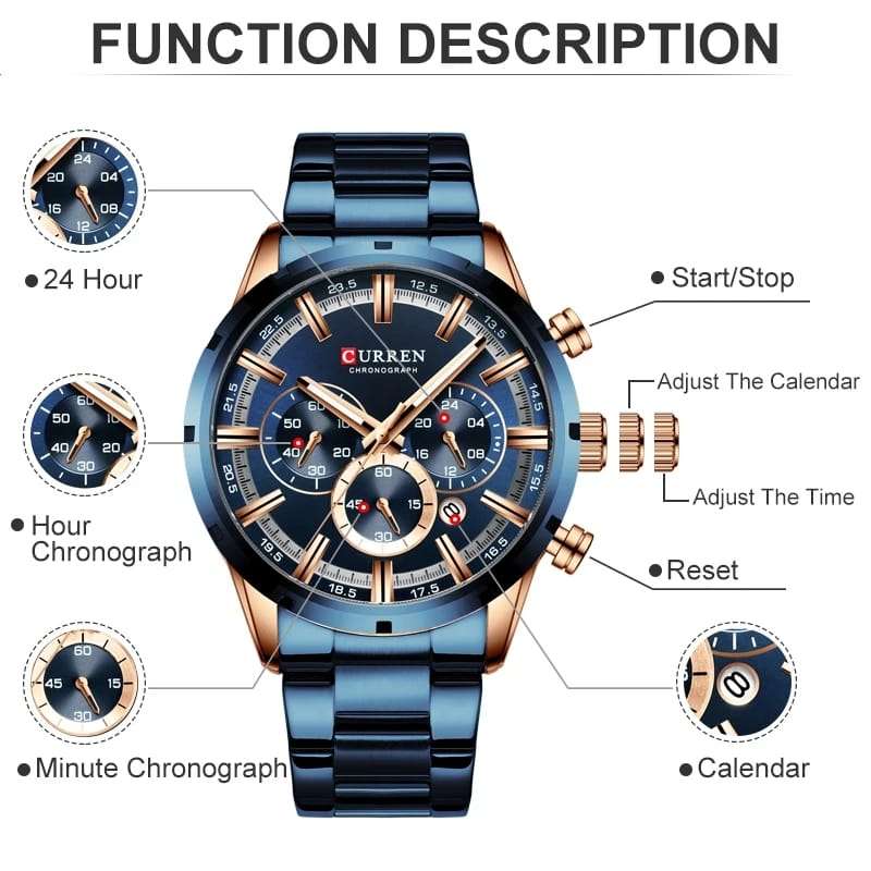 Curren 8355 Mens Chronograph Watch - Blue