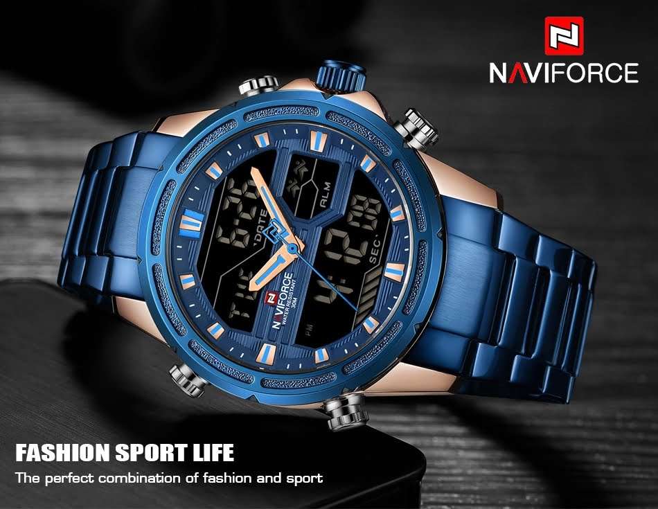 Naviforce 9138 Mens Analog/Digital Watch - Blue