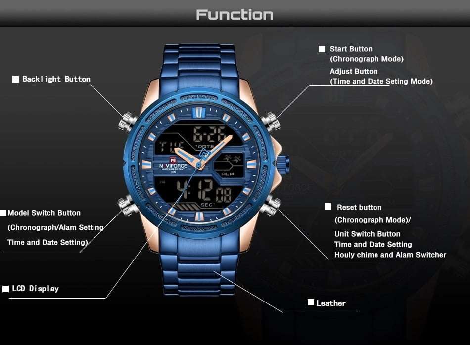 Naviforce 9138 Mens Analog/Digital Watch - Blue