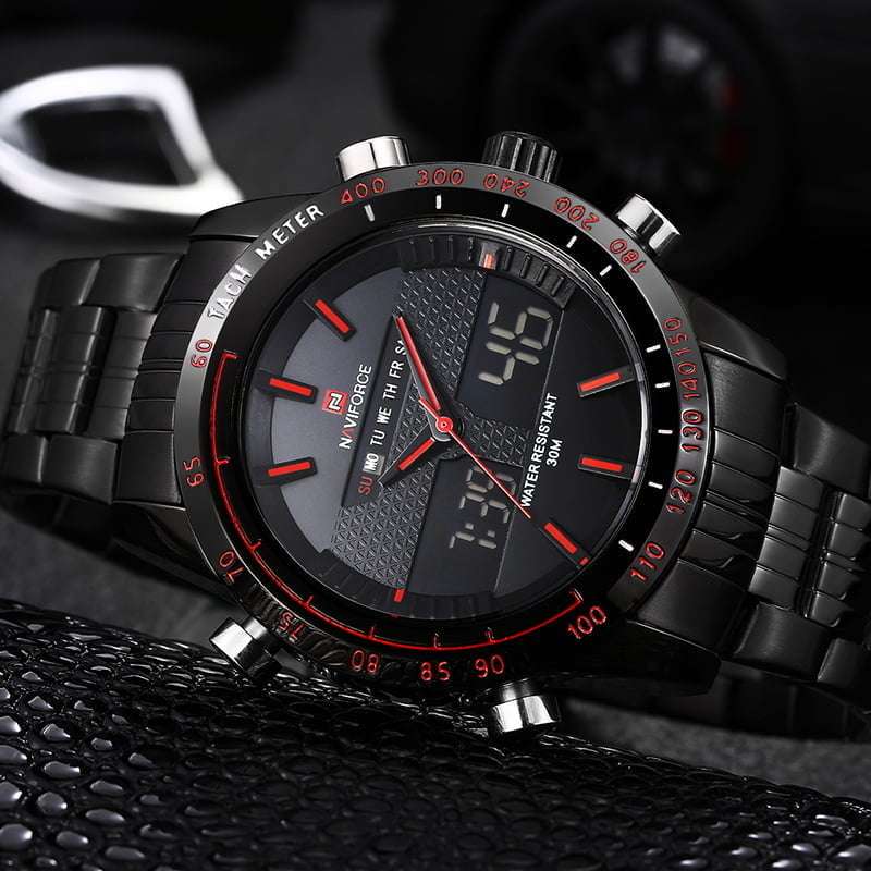 Naviforce 9024 Mens Analog/Digital Watch - Black