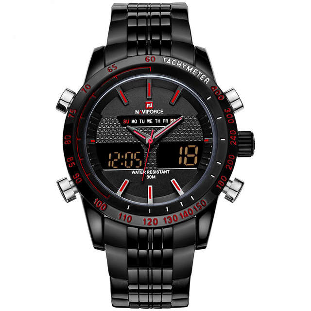 Naviforce 9024 Mens Analog/Digital Watch - Black