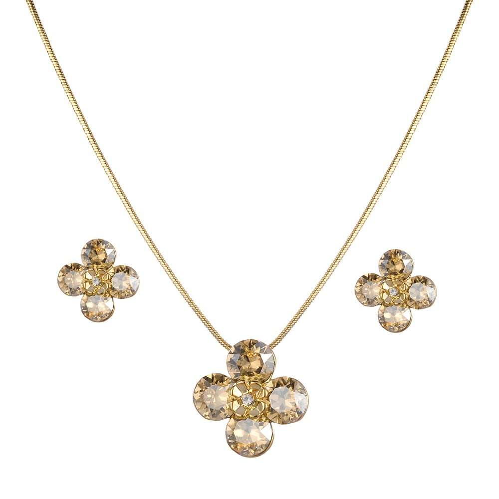 Shengke K0156 Jewelry Set (Earings, Necklace & Bracelet) - Gold