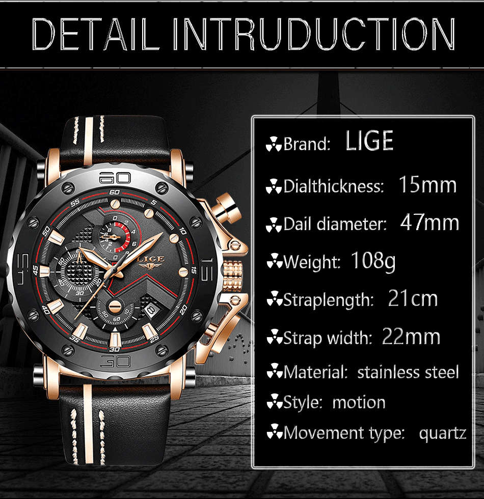 Lige 8856 Mens Chronograph Watch