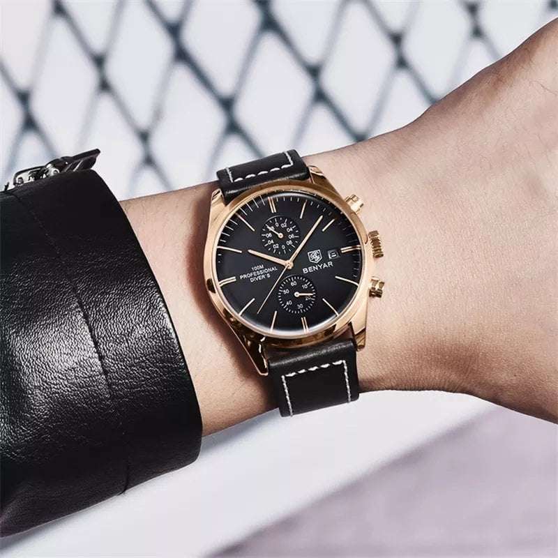 Benyar 5187 Mens Chronograph Watch - Black