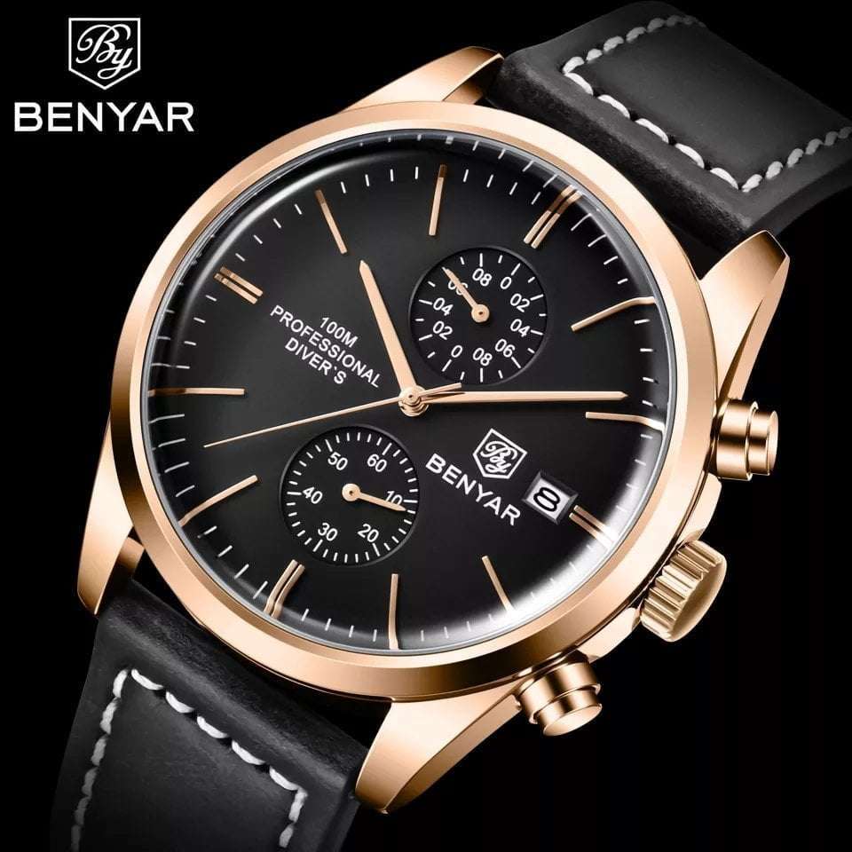 Benyar 5187 Mens Chronograph Watch - Black