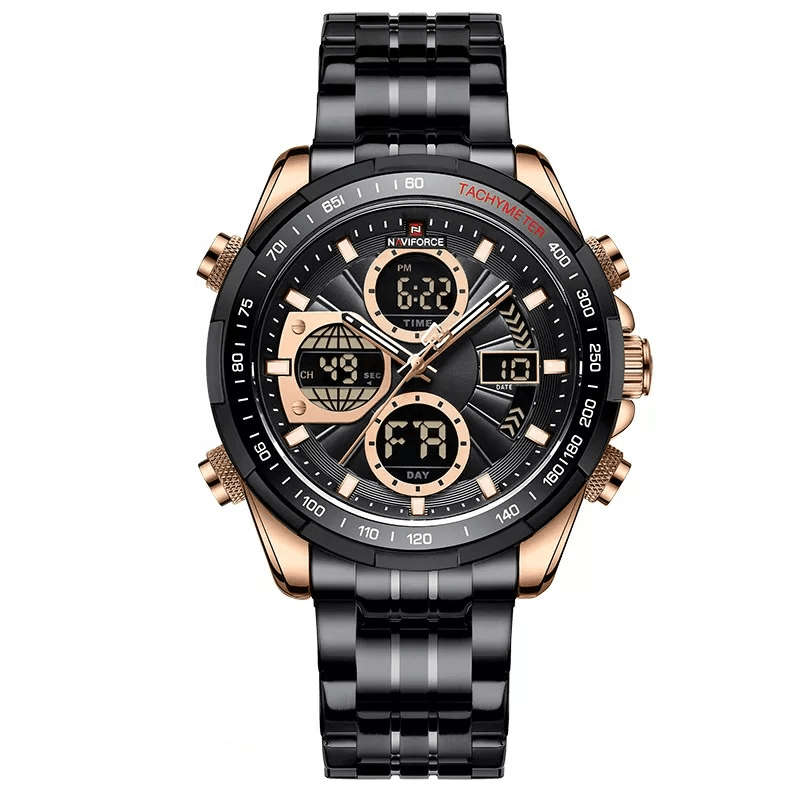 Naviforce 9197 Mens Analog/Digital Watch - Black/Gold