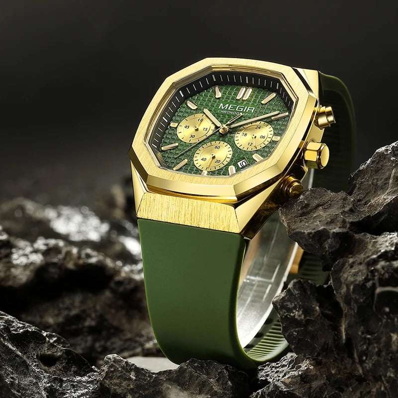 Megir 2215 Mens Chronograph Watch - Green