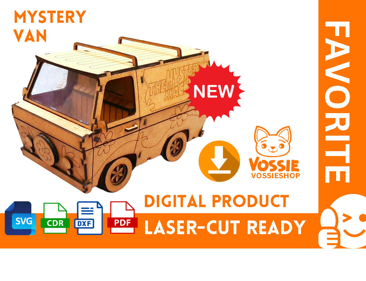 Scooby-Doo Mystery Machine Laser-Cut Digital Design | Svg, DXF, Cdr, PDF | 3mm Thickness | Standa...