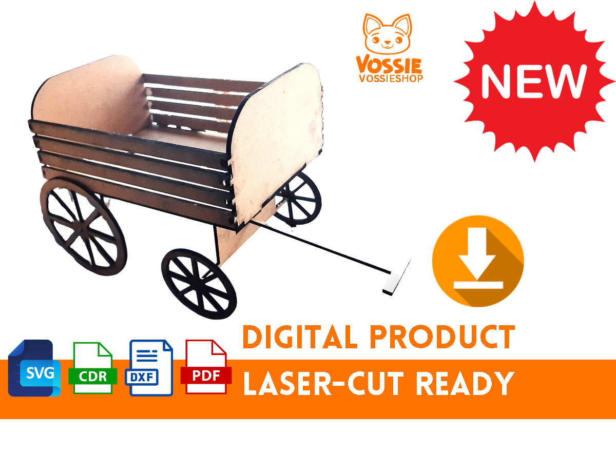 Wagon Wheel Laser-Cut Digital Design | Svg, Dxf, Cdr, Pdf | 3mm Thickness | Standard 50cm x 30cm/...