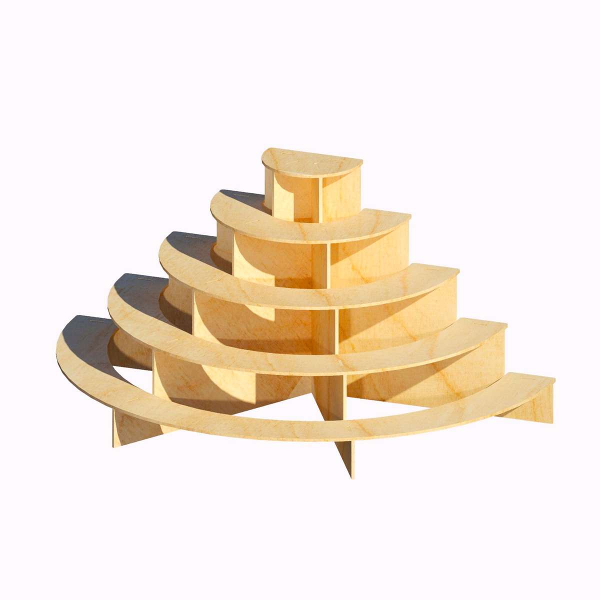 5-Tier Pine MDF (3mm) Retail Stand (Half-Circle) 5cm broad