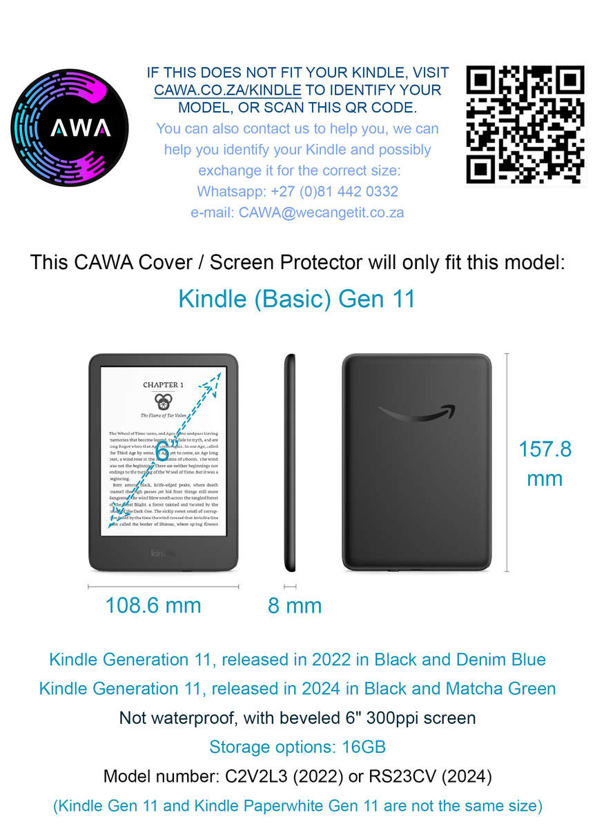 CAWA Slim Smart Case/Cover for Kindle 6" (Gen 11, 2022-2024) - Paintings Collection