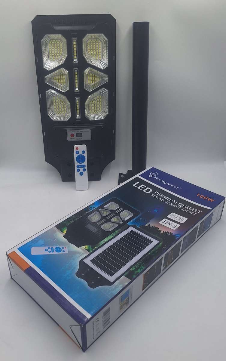 Tempest - 100w LED Solar Street Light With Solar Panel & Remote Control