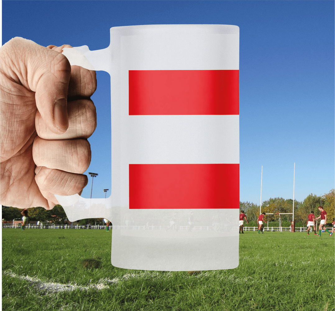 LIONS Rugby Frosted Glass Beer Mug - CLASSIC