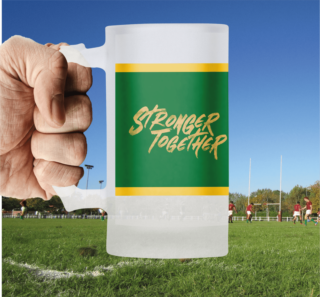 SPRINGBOKS Rugby Back to Back WORLD CUP CHAMPIONS Frosted Beer Mug