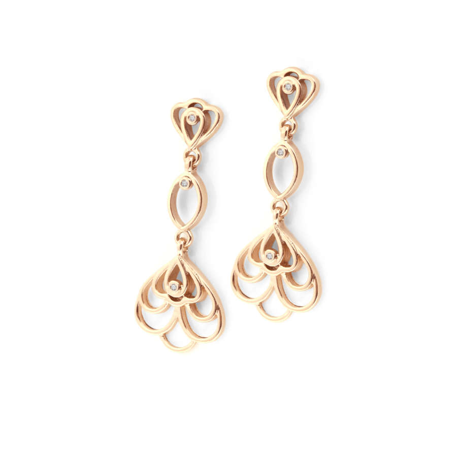 Floral Diamond Chandelier Earrings - Yellow-gold