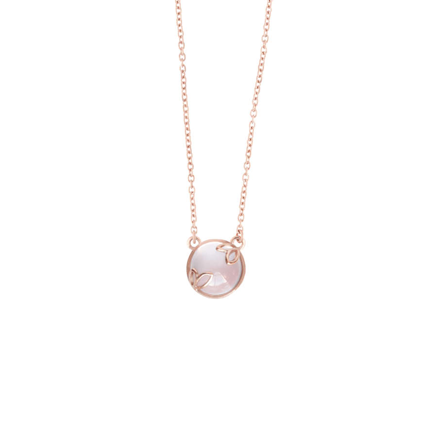 Rose Quartz Pendant And Chain - Rose-gold
