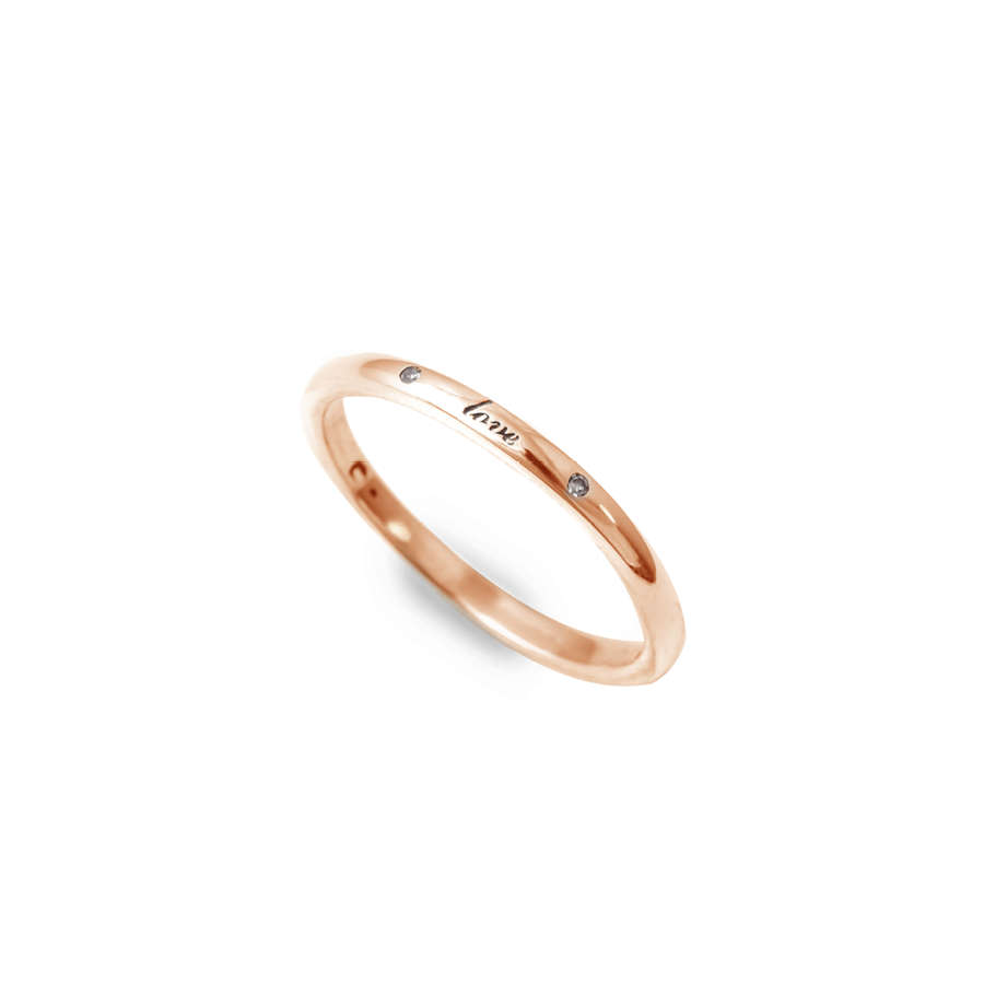 DIAMOND AND INSCRIBED WEDDING BAND - Rose-gold