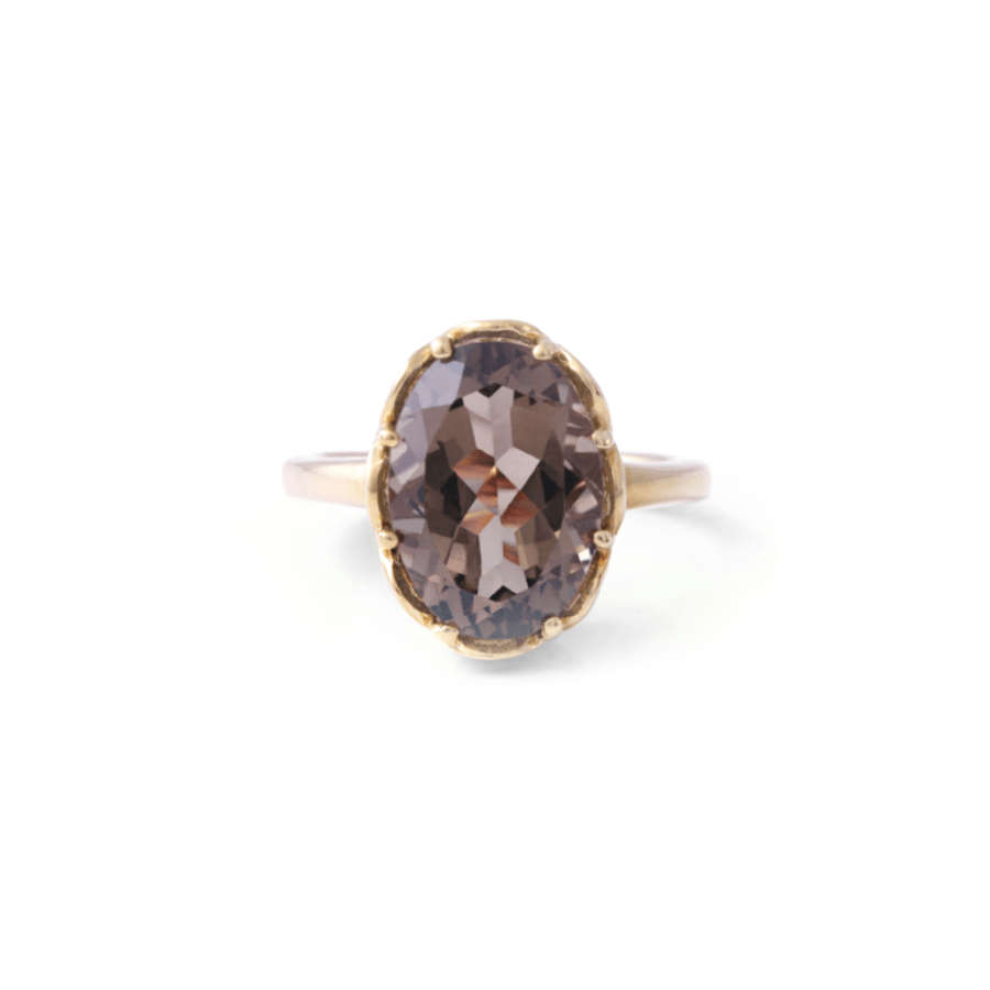 Smokey Quartz Ring - Yellow-gold 56g