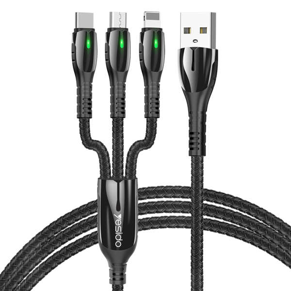 5A Yesido 3-in-1 Cable :Type-C, Lightning , Micro USB