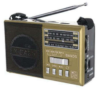 FM/AM/SW 3Band Radio SD/USB, MP3 Player, Rechargeable Led Torch