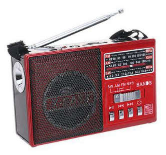 FM/AM/SW 3Band Radio SD/USB, MP3 Player, Rechargeable Led Torch