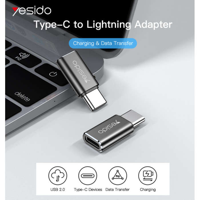 Yesido Fast Data Transfer, Charging Type-C to Lightning OTG Adapter For iPhone iOS