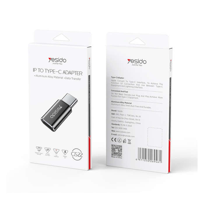 Yesido Fast Data Transfer, Charging Type-C to Lightning OTG Adapter For iPhone iOS
