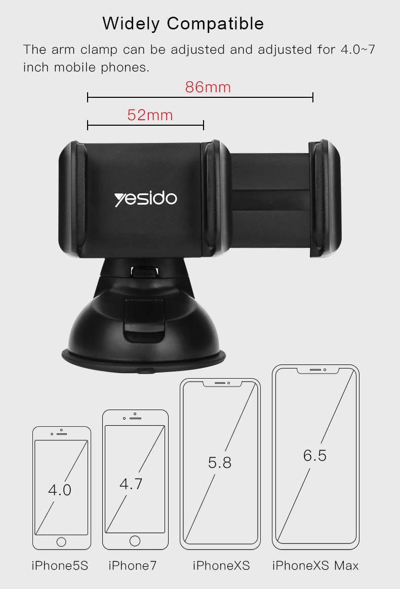 Yesido C2 Windshield Suction Cup Cellphone Holder