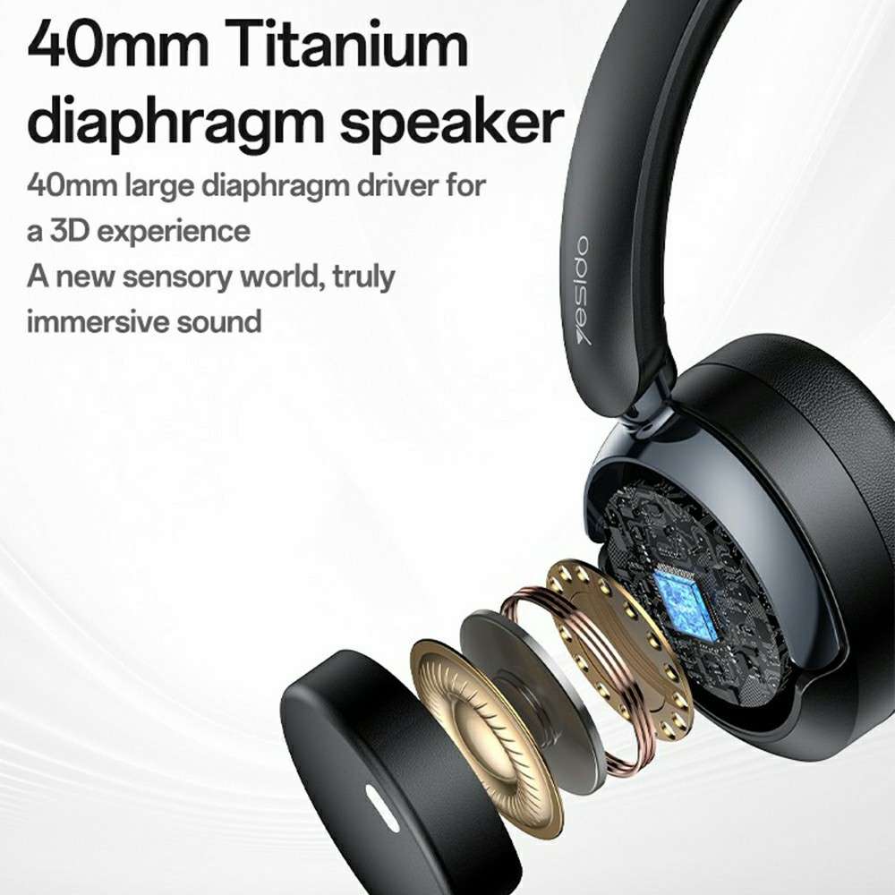 YESIDO EP11 Wireless Headphones ANC+ENC Bluetooth-Compatible Over-Ear Headset with Microphone - B...