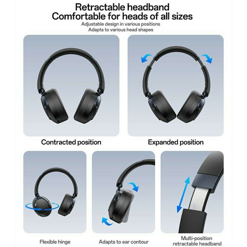 YESIDO EP11 Wireless Headphones ANC+ENC Bluetooth-Compatible Over-Ear Headset with Microphone - B...