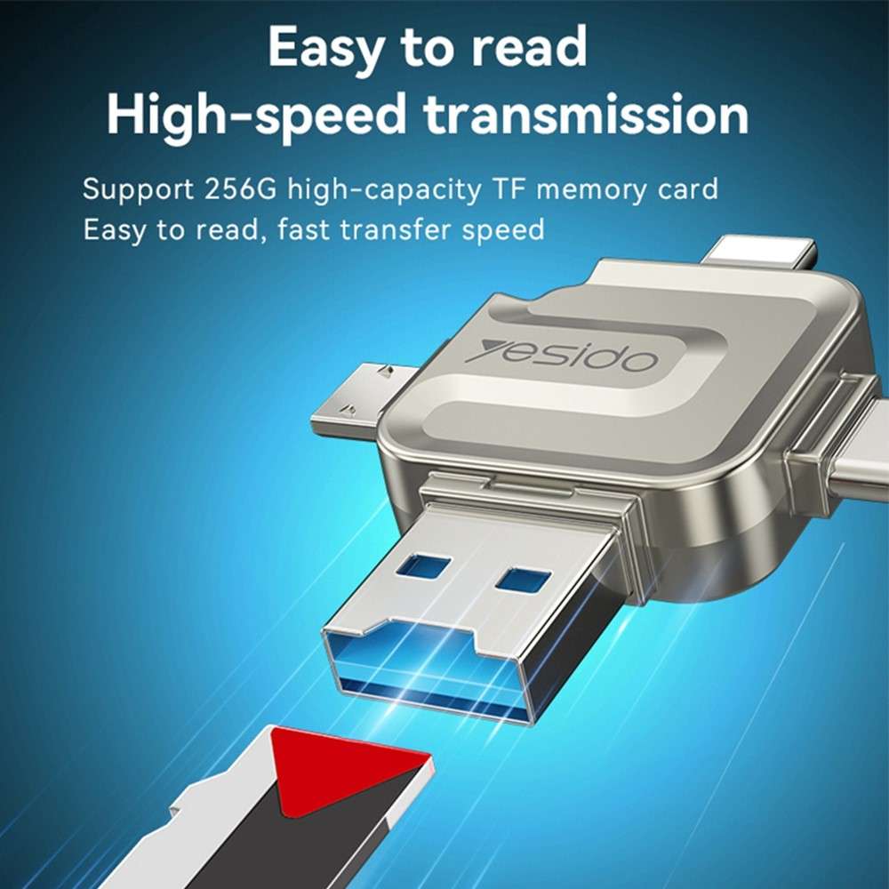 YESIDO GS23 USB 3.0 High Speed Card Reader 4 in 1 TF Card Reader Portable Memory Card Adapter