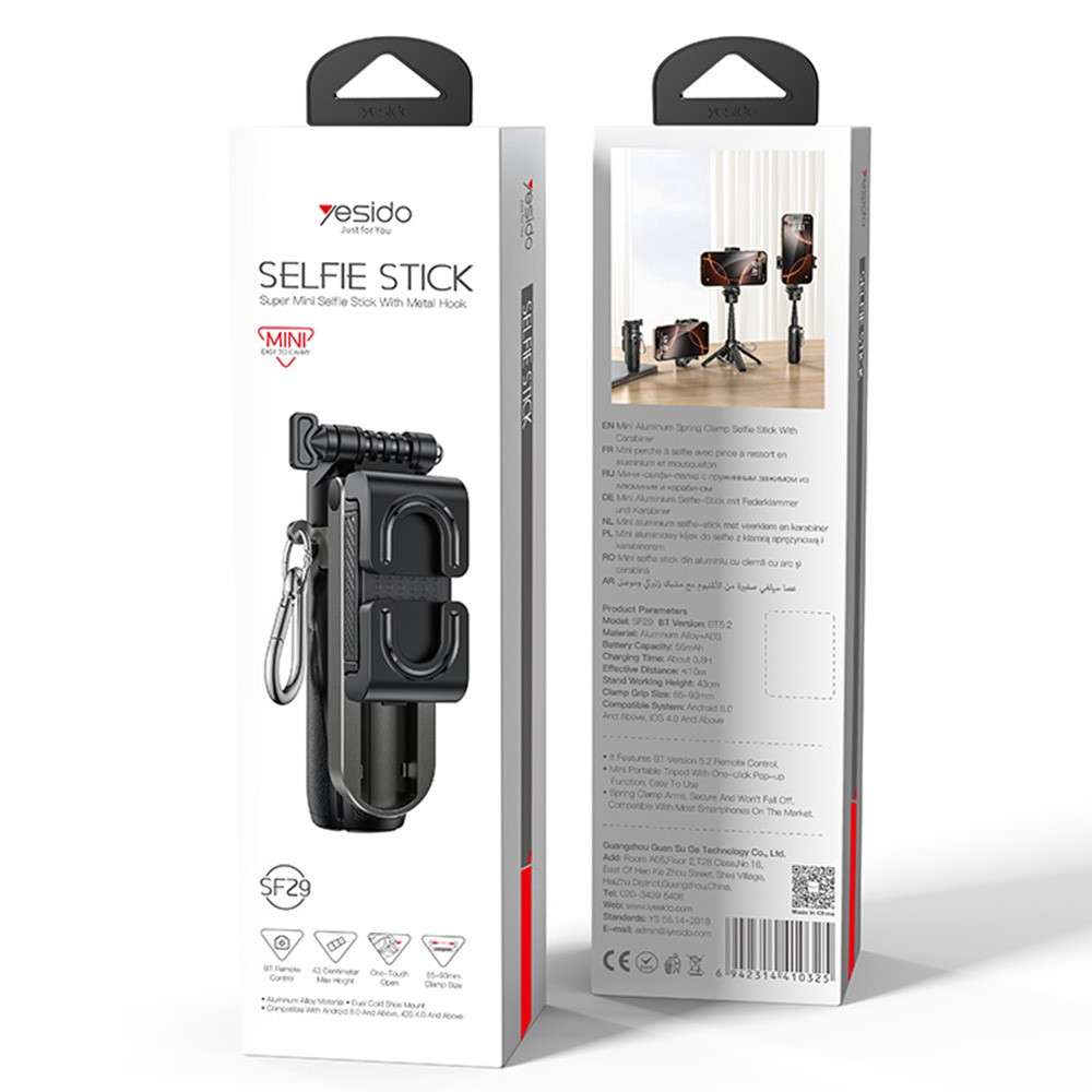 YESIDO SF29 For Android / iOS Mini Bluetooth-Compatible Selfie Stick Extendable Tripod with Remot...