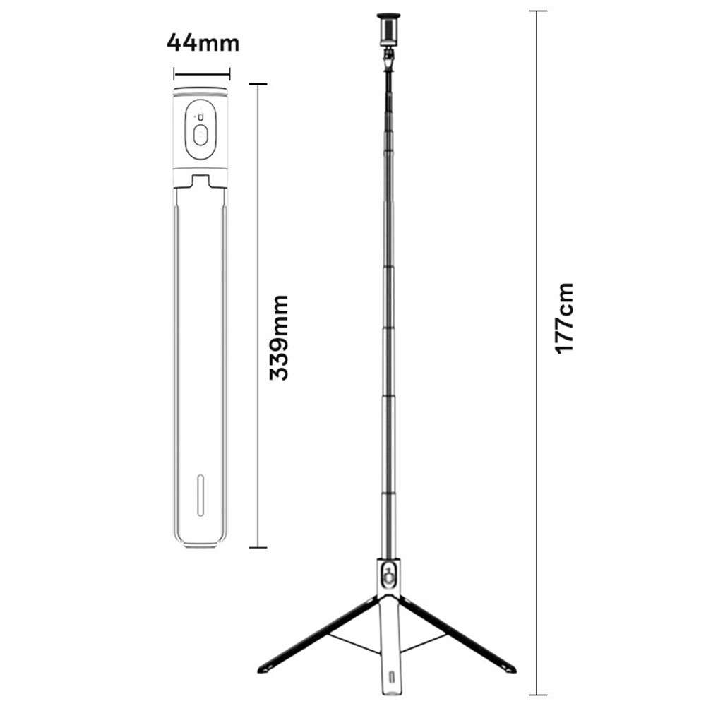 YESIDO SF30 Pop Up Tripod 1.7m Extendable Bluetooth-Compatible Selfie Stick with Remote Control