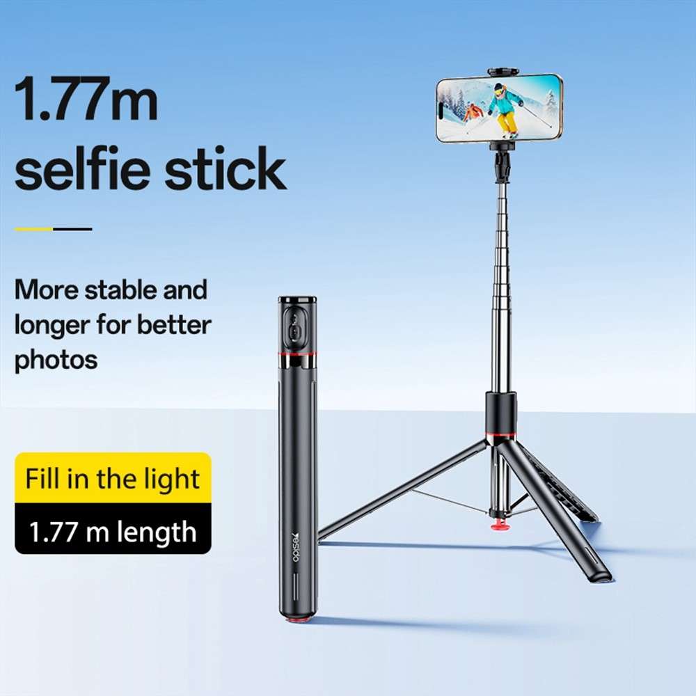 YESIDO SF30 Pop Up Tripod 1.7m Extendable Bluetooth-Compatible Selfie Stick with Remote Control