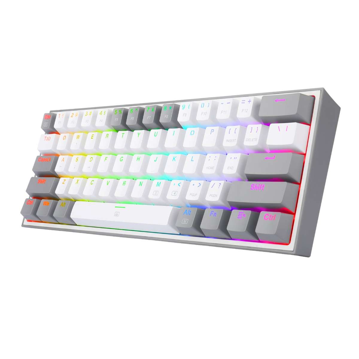 Redragon K617 FIZZ 60% Wired RGB Gaming Keyboard - White/Grey