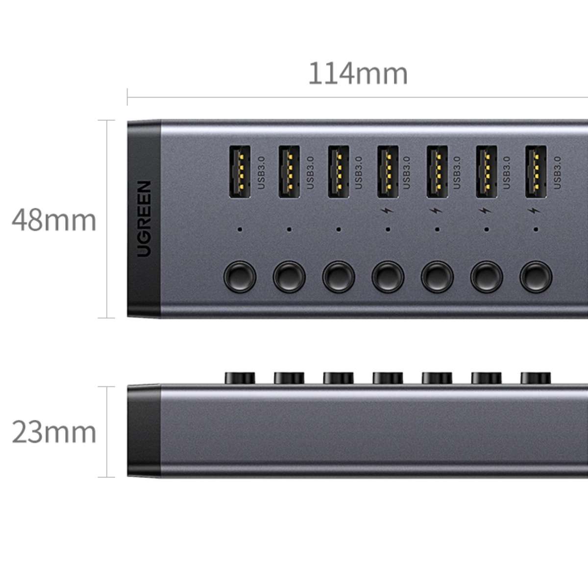 UGREEN 7 in 1 USB 3.0 Hub-Grey